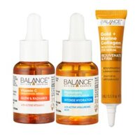 Combo Balance dưỡng toàn diện Serum Vitamin C 30ml+Serum Hyaluronic 30ml+Kem mắt Gold Collagen 15ml