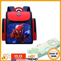Combo balo kèm hộp bút cho bé trai tiểu học hình siêu nhân người nhện captain, cặp sách bé trai đi học cấp 1 E105