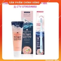 Combo Bamboo Salt Muối Hồng Kem đánh răng Hương Hoa Bạc Hà 100g và Bàn chải đánh răng Lông tơ mềm mại