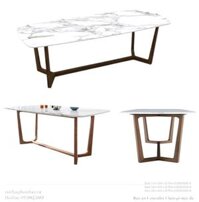 Combo bàn ăn Concodor chân gỗ ASH mặt đá 1m6 + 6 Ghế Seco mặt gỗ màu óc chó