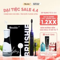 Combo Bàn chải điện cầm tay Brushie 5 chế độ và tăm nước 2 chiều Flossie Ultra chăm sóc răng miệng - Hàng Chính Hãng