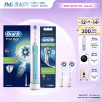 Combo Bàn Chải Điện ORAL-B Loại Bỏ Thêm Đến 100%Mảng Bám Pro 500 Hộp 1 Cái Và Đầu Bàn Chải ORAL-B Cross Action Hộp 2 Cái