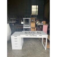 combo bàn kèm tủ ikea full trắng