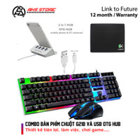 Combo bàn phím chuột G21B và USB OTG HUB chơi game Minecraft Roblox và làm việc nhắn tin lướt web trên điện thoại