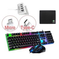 Combo bàn phím chuột G21B và USB OTG HUB chơi game Minecraft Roblox và làm việc nhắn tin lướt web trên điện thoại