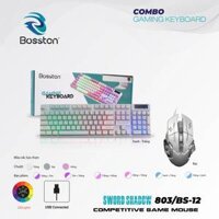 Combo bàn phím giả cơ Bosston 803 + Chuột gaming BS12 đèn Led| Xanh-Trắng