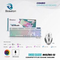 Combo bàn Phím Giả Cơ Bosston 803 + Mouse Gaming BS12 Ledlight Trắng - Xanh