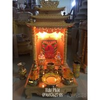 Combo Ban Thần Tài Mái Chùa 48 Và Bộ Đồ Sứ Kim Sa 3D HẢI PHÁT