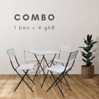 Combo Bàn Xếp Gọn Và 2 Ghế Gỗ Sơn Trắng SHEFIELD CBCF084