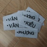 Combo Bảng thêu tên - sticker thêu cho bé dùng để may vào áo, quần, cặp, balo ... 1 lớp vải - Kiều, Vân, Phượng