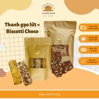 Combo Bánh Ăn Vặt Thanh Gạo Lứt Chà Bông Goutee Food 100G + Bánh Biscotti Chocolate Ăn Kiêng Giảm Cân Không Đường