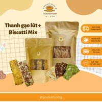 Combo Bánh Ăn Vặt Thanh Gạo Lứt Chà Bông Goutee Food 100G + Bánh Biscotti Mix Ăn Kiêng Giảm Cân Không Đường