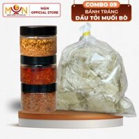 Combo Bánh Tráng Dầu Tỏi Ăn Cùng Muối Bò Kèm Ớt Rim Mật Ong Siêu Cay | COMBO 09