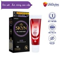 Combo Bao cao Su LifeStyles SKYN ELITE Non-latex Siêu Mỏng Cao Cấp 10 Bao + Gel Bôi Trơn LifeStyles Warm Lovin’ 50ml