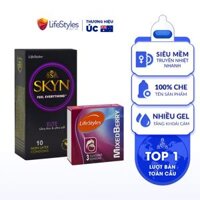 Combo Bao Cao Su SKYN Elite Non-latex 10 bao 1 Hộp Bao Cao Su LifeStyles Mixed Berry 3 bao