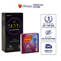 Combo Bao Cao Su SKYN Elite Non-latex 10 bao + 1 Hộp Bao Cao Su LifeStyles Mixed Berry 3 bao