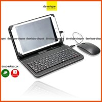 Combo Bao da kiêm bàn phím tặng kèm Chuột + Lót chuột cho điện thoại / máy tính bảng 7 inch