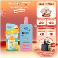 Combo Bảo vệ bé: 1 Kem chống nắng Sunplay cho bé từ 6 tháng tuổi và da nhạy cảm, dạng sữa Sunplay Baby Mild SPF 35, PA++ 30g + 1 Xịt chống muỗi cho bé từ 6 tháng tuổi hương khuynh diệp Rohto Mentholatum Remos Baby Spray 150ml