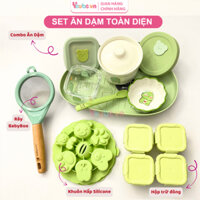 Combo Bát Ăn Dặm Hũ Sứ Chia Vạch Hũ Thủy Tinh Rây Lọc Cháo Khuôn Hấp Silicon Kèm Khay Set Ăn Dặm Cho Bé YEUBEVN