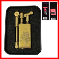 Combo Bật Lửa Xăng Đá Kiểu Cổ Làm Bằng Đồng Nguyên Chất JF-005B  Tặng Bộ Bấc Đá Chuyên Dung Cho Bật Lửa