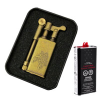 Combo Bật Lửa Xăng Đá Kiểu Cổ, Bằng Đồng Nguyên Chất JF-005B-1  Tặng Bình Xăng Chuyên Dụng Cho Bật Lửa Màu Ngẫu Nhiên