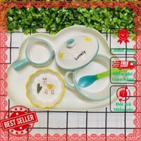 Combo Bát Sứ ăn Dặm Cho Bé, Ăn Dặm Kiểu Nhật, Kèm Khay, Thìa, Set Bát Ăn Dặm Siêu Xinh Cho Bé 5M+