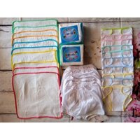 COMBO Bé sơ sinh 50 món(10 tả lót,10 q đùi xô,10 tã vải,20 khăn sữa )