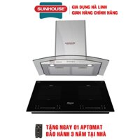 Combo Bếp điện từ đôi Sunhouse mama MMB-88HL + Máy hút mùi kính cong Sunhouse SHB6629, Bảo hành tại nhà