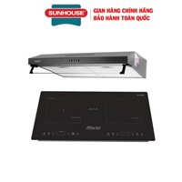 Combo bếp đôi điện từ hồng ngoại Sunhouse MAMA MMB9100VN + Máy hút mùi vỏ sơn Sunhouse SHB6118B