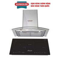 Combo BẾP ĐÔI ĐIỆN TỪ HỒNG NGOẠI Sunhouse MAMA MMB9100VN + Máy hút mùi kính cong Sunhouse SHB6629