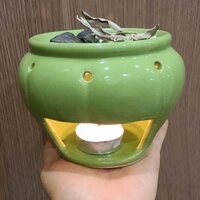 Combo bếp đốt xông bồ kết, thảo dược và nến - Bếp HL 12cm Xanh lá - 10 viên