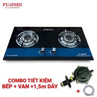 COMBO Bếp gas âm FUJISHI FJ-807IC-CHÉN ĐỒNG-KÍNH XANH-Đánh lửa IC cực nhạy+Bộ dây van ngắt gas tự động NAMILUX NA-347S