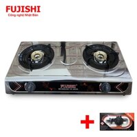 COMBO Bếp gas đôi chén đồng mặt inox FUJISHI FU-210-iN + Bộ dây van ngắt gas tự động NAMILUX