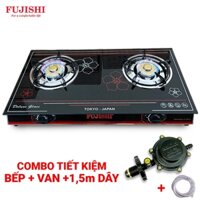 COMBO Bếp gas FUJISHI FJ-2016N - Mặt kính cường lực - Mâm chia lửa NHÔM + Bộ dây van ngắt gas tự động NAMILUX NA-347S