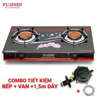 COMBO Bếp gas FUJISHI FM-68HN - Mặt kính cường lực - Đầu đốt HỒNG NGOẠI + Bộ dây van ngắt gas tự động NAMILUX NA-347S