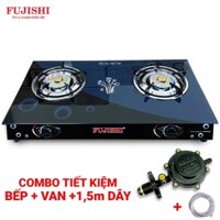 COMBO Bếp gas FUJISHI FM-H10-N - Mặt kính cường lực - Mâm chia lửa NHÔM + Bộ dây van ngắt gas tự động NAMILUX NA-347S