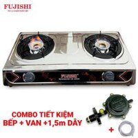 COMBO Bếp gas FUJISHI FU-211IN - Khung INOX chống gỉ - Mâm chia lửa NHÔM + Bộ dây van ngắt gas tự động NAMILUX NA-347S