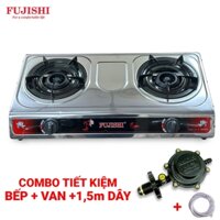 COMBO Bếp gas FUJISHI FJ-330IN-Khung INOX chống gỉ - ĐIẾU GANG ĐÚC LỬA LỚN + Bộ dây van ngắt gas tự động NAMILUX NA-347S