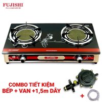 COMBO Bếp gas hồng ngoại FUJISHI FJ-HG8 - ĐẦU ĐỐT LỚN 15CM, 2 VÒNG NHIỆT + Bộ dây van ngắt gas tự động NAMILUX NA-347S