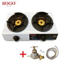 COMBO Bếp Khè Gas 2 Lò Bán Công Nghiệp SOGO GT-208S2 + Bộ van vao áp SAWANA SW999 + 1,5m dây