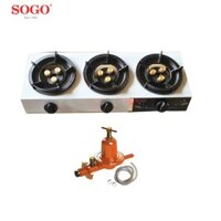 COMBO Bếp khè gas 3 lò bán công nghiệp SOGO GT-208S3-3DD + Van gas cao áp NAMILUX NA-537SH + 1,5m dây