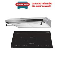 Combo Bếp từ đôi điện từ hồng ngoại Sunhouse MAMA MMB9100VN + Máy hút Inox Sunhouse SHB6118i