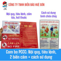 Combo biển nội quy tiêu lệnh, cấm hút thuốc, lửa +cách sử dụng bình pccc