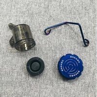 Combo Bình dầu Brembo xám khói nắp nhôm CNC màu xanh dương + pát gắn bình dầu gọng tita