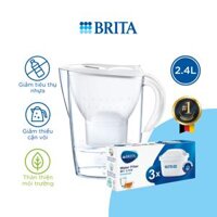 Combo Bình lọc nước BRITA Marella Cool 2.4L kèm Hộp 3 lõi lọc BRITA Maxtra Plus - Hàng Chính Hãng - Trắng