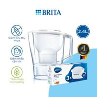 Combo Bình lọc nước BRITA Aluna Cool White 2.4L kèm Hộp 3 lõi lọc BRITA Maxtra Plus - Hàng Chính Hãng