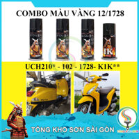 Combo Bình sơn xịt màu vàng 1728 Samurai Paint