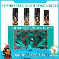 Combo Bình Sơn Xịt Samurai Màu Xanh 322 - Son Xanh Tosca