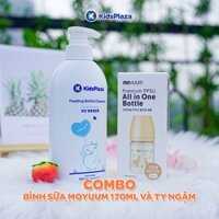 COMBO Bình sữa Moyuum 170ml,/270ml + Nước rửa bình KidsPlaza hương táo 500ml