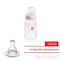 Combo Bình sữa Pigeon thủy tinh 120ml cổ chuẩn nội địa Tặng 1 ty cùng size